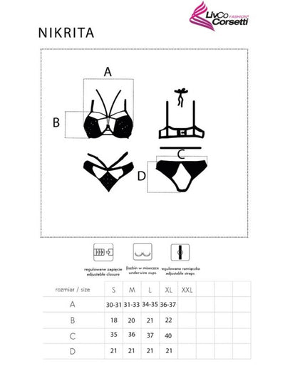 LIVCO CORSETTI FASHION - NIKRITA LC 90647 BRA + PANTIES BLACK M LIVCO CORSETTI FASHION - NIKRITA LC 90647 BRA + PANTIES BLACK M