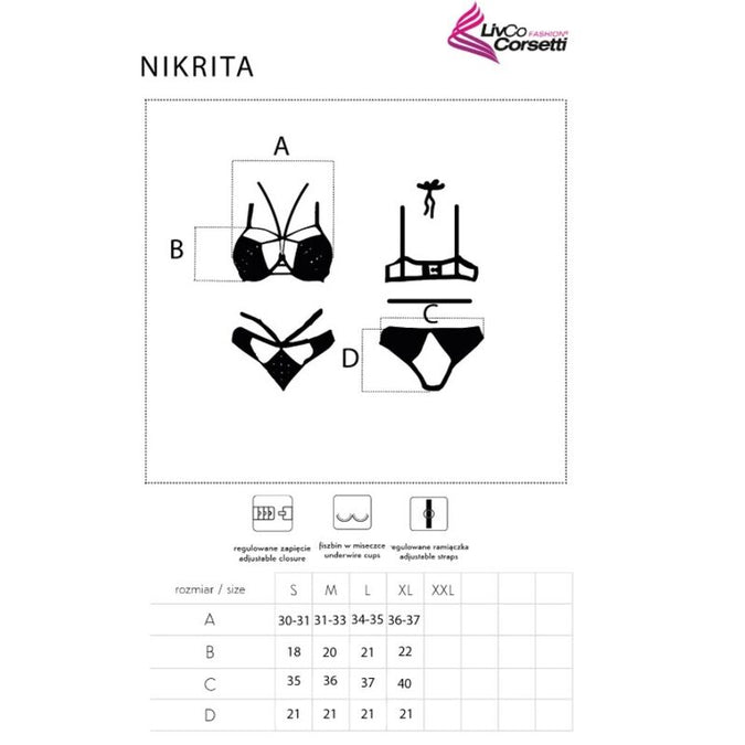 LIVCO CORSETTI FASHION - NIKRITA LC 90647 BH + SLIP ZWART XL
