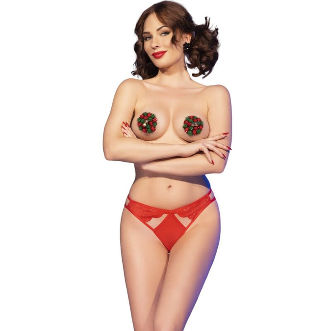 CHILIROSE - CR 4839 KERSTSET NIPPLE COVERS + SLIP ROOD L/XL