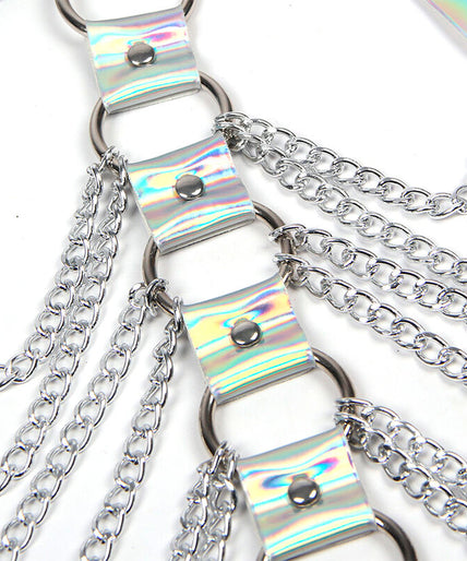 SUBBLIME - 953737 CHEST HARNESS WITH RINGS AND CHAINS SILVER ONE SIZE SUBBLIME - 953737 CHEST HARNESS WITH RINGS AND CHAINS SILVER ONE SIZE