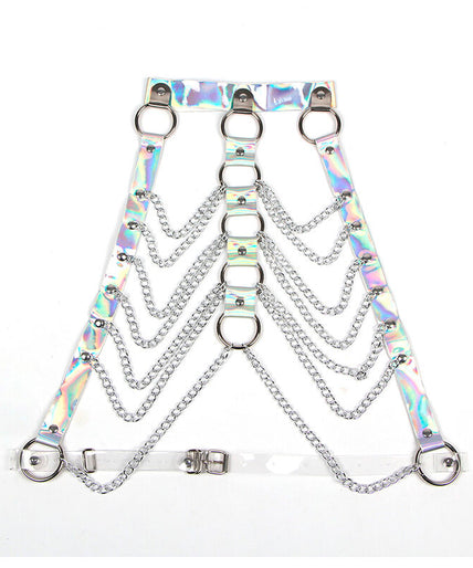 SUBBLIME - 953737 CHEST HARNESS WITH RINGS AND CHAINS SILVER ONE SIZE SUBBLIME - 953737 CHEST HARNESS WITH RINGS AND CHAINS SILVER ONE SIZE