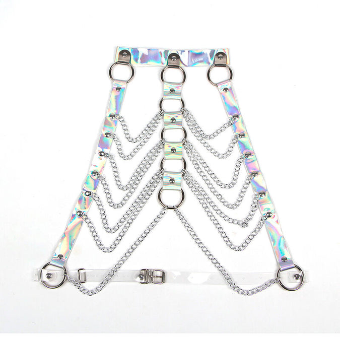 Subblime – 953737 Chest Harness With Rings And Chains Silver One Size