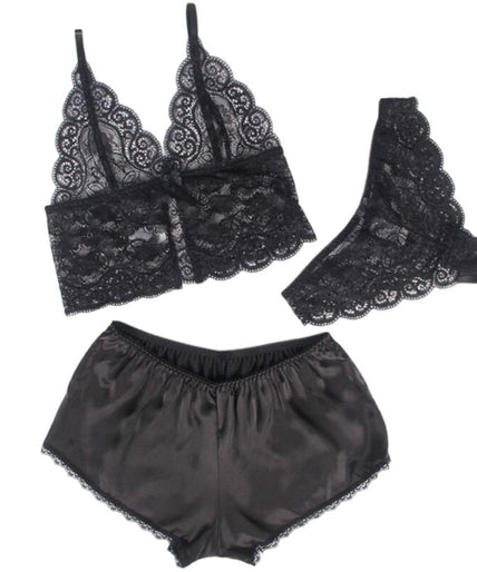 SUBBLIME - 953928 SILK AND LACE NIGHTGOWN + PANTIES BLACK L/XL SUBBLIME - 953928 SILK AND LACE NIGHTGOWN + PANTIES BLACK L/XL