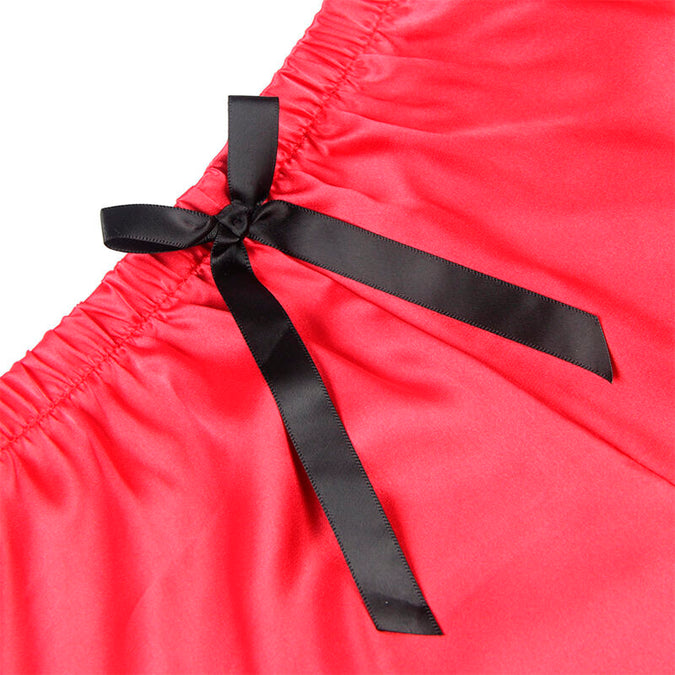 Subblime – 953966 Casual Silk Nightgown + Lace Pants Black/red L/xl