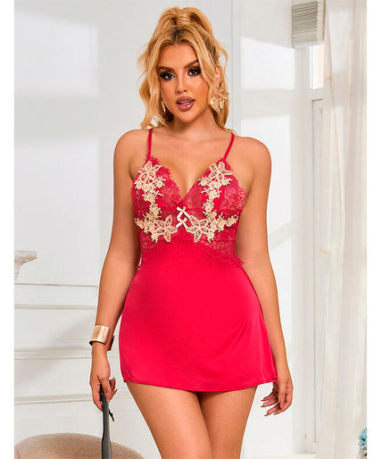 SUBBLIME - 954123 BABYDOLL WITH RED FLORAL DESIGN S/M SUBBLIME - 954123 BABYDOLL WITH RED FLORAL DESIGN S/M