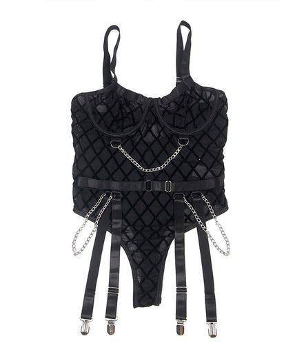 SUBBLIME - 9542277 BODY WITH CHAINS + GARTER BELT BLACK L/XL SUBBLIME - 9542277 BODY WITH CHAINS + GARTER BELT BLACK L/XL