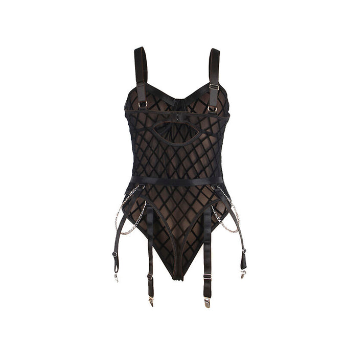Subblime – 9542277 Body met kettingen + jarretelgordel Zwart L/xl
