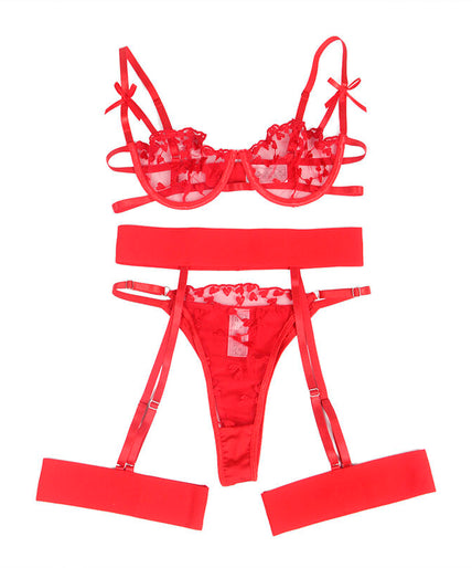 SUBBLIME - 954321 HEART PRINT BRA + THONG + GARTER BELT RED S/M SUBBLIME - 954321 HEART PRINT BRA + THONG + GARTER BELT RED S/M