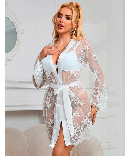 Pleasurements – Subblime – Nachthemd met lange mouwen Bloemmotief Wit | L/xl Pleasurements – Subblime – Nachthemd met lange mouwen Bloemmotief Wit | L/xl
