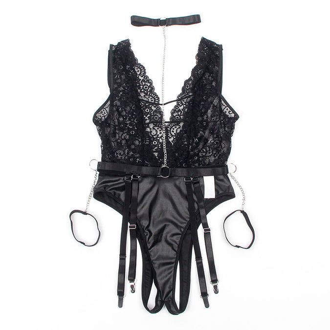SUBBLIME - 954390 SEXY BODY MET JARRETELGORDEL ZWART L/XL