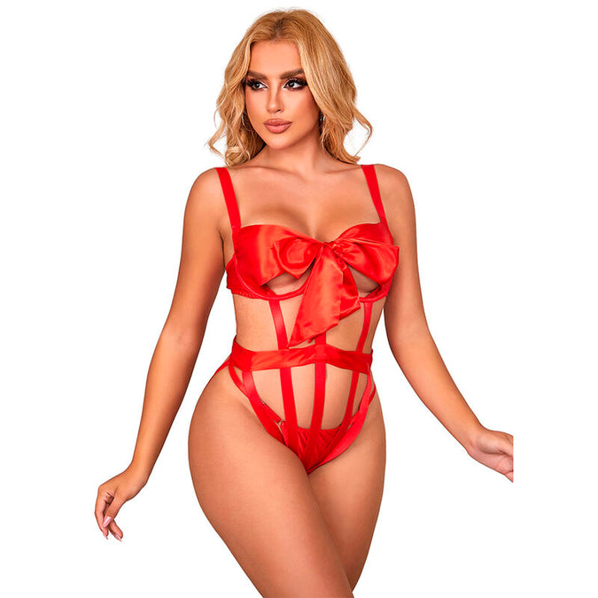 SUBBLIME - 954468 SEXY OPENWERK BODY MET STRIK ROOD S/M