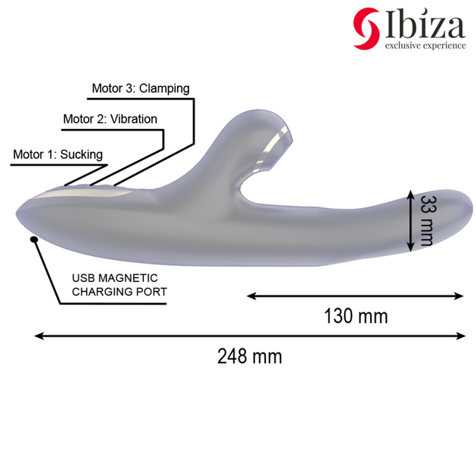 IBIZA - DUBBELE VIBRATOR KLEMMEND ZWART