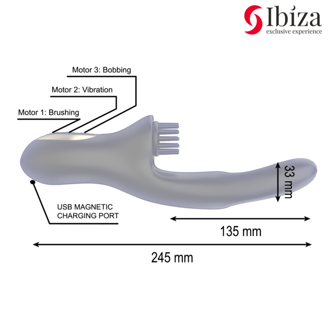 IBIZA - HI-TECH KONIJNENBORSTEL MULTI-CEL CLITORALE EN DUBBELE GOLF VIBRATOR