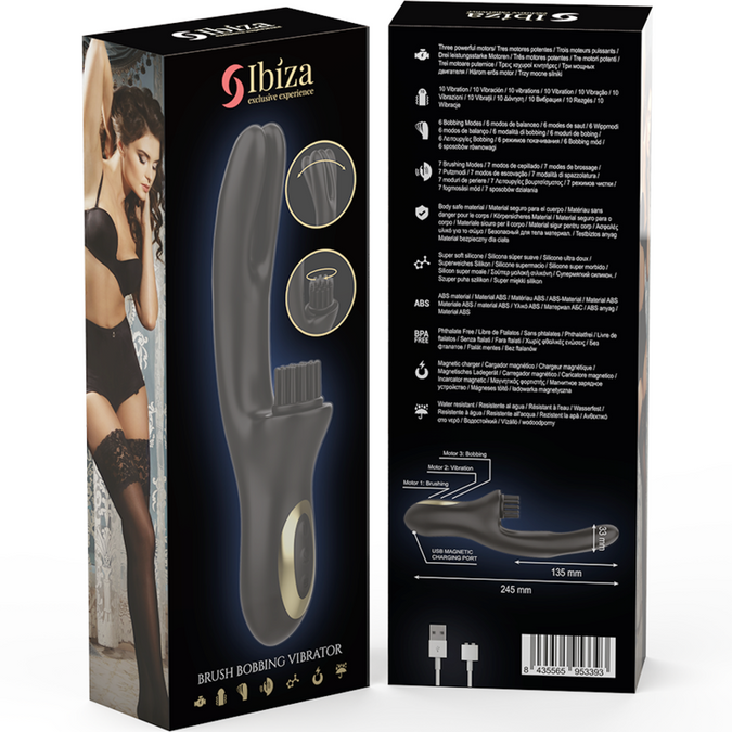 IBIZA - HI-TECH KONIJNENBORSTEL MULTI-CEL CLITORALE EN DUBBELE GOLF VIBRATOR