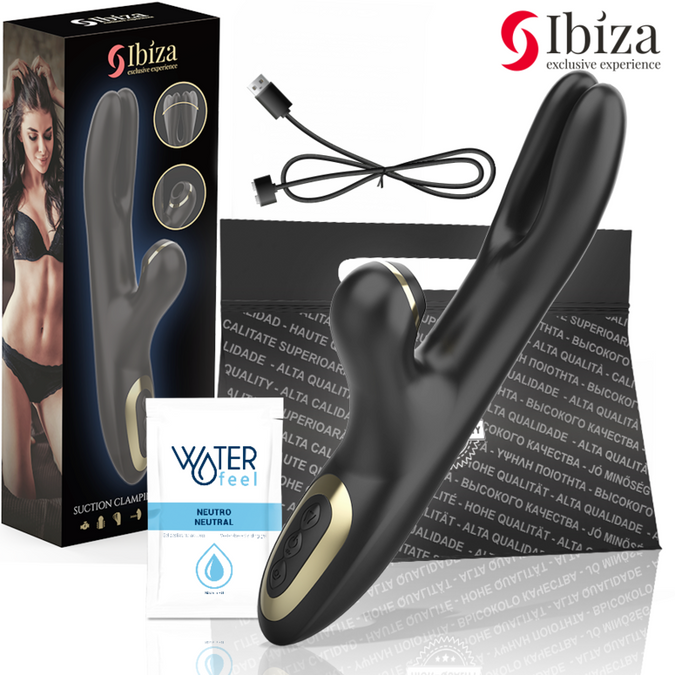IBIZA - DUBBELE VIBRATOR KLEMMEND ZWART