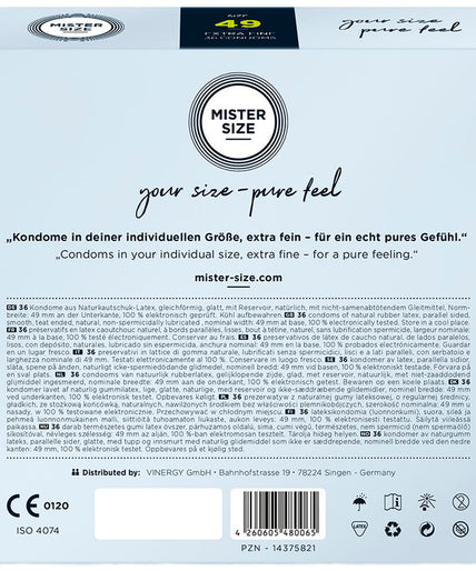 MISTER SIZE - CONDOM SIZE S 49 MM (36 UNITS) MISTER SIZE - CONDOM SIZE S 49 MM (36 UNITS)