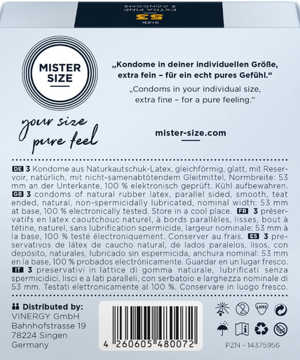 MISTER SIZE - CONDOM SIZE M 53 MM (3 UNITS) MISTER SIZE - CONDOM SIZE M 53 MM (3 UNITS)