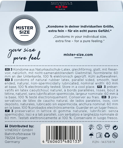 MISTER SIZE - CONDOOMMAAT XL 60 MM (3 STUKS) MISTER SIZE - CONDOOMMAAT XL 60 MM (3 STUKS)