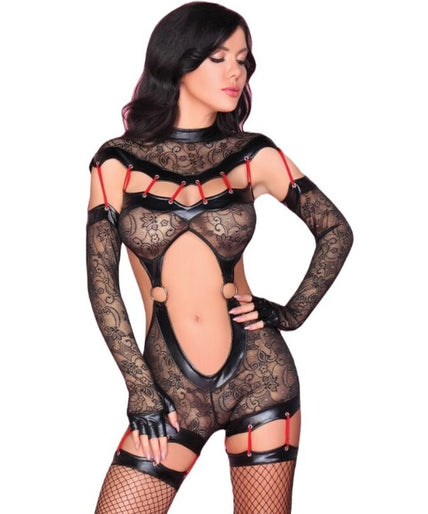 LIVCO CORSETTI FASHION - SAKURA CF 90357 JUMPSUIT + LONG GLOVES + GARTER BELT BLACK S/M LIVCO CORSETTI FASHION - SAKURA CF 90357 JUMPSUIT + LONG GLOVES + GARTER BELT BLACK S/M