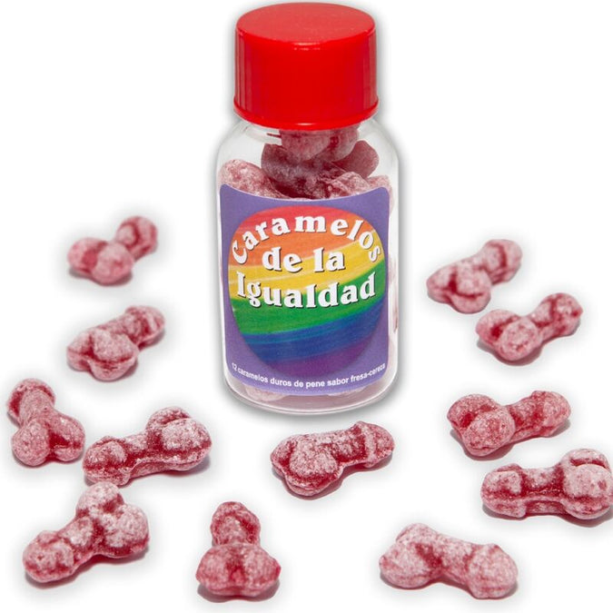 Diablo Picante – 12 Aardbei/kers Penisvormige Gelijkheids Snoepjes