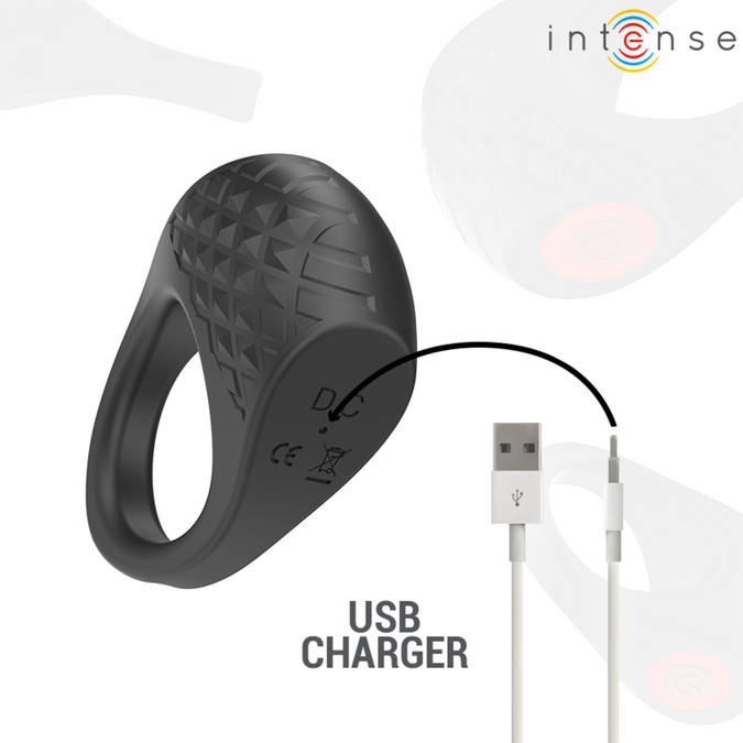 Intense – Klaver Vibrator Penisring met 10 Trillingsstanden Zwart