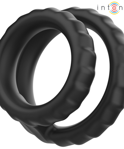 INTENSE - DEWEY DOUBLE SILICONE PENIS RING BLACK MODEL 2 INTENSE - DEWEY DOUBLE SILICONE PENIS RING BLACK MODEL 2