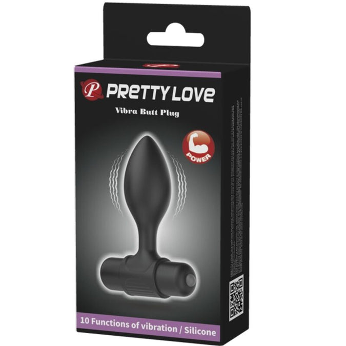 Pretty Love – Vibra Butt 10 Vibraties Anale Plug Zwart
