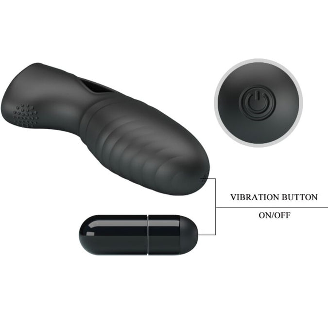 PRETTY LOVE - ALAN SILICONEN VINGER VIBRATOR ZWART