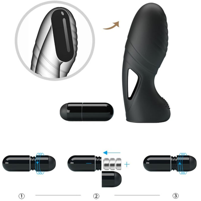 PRETTY LOVE - ALAN SILICONEN VINGER VIBRATOR ZWART