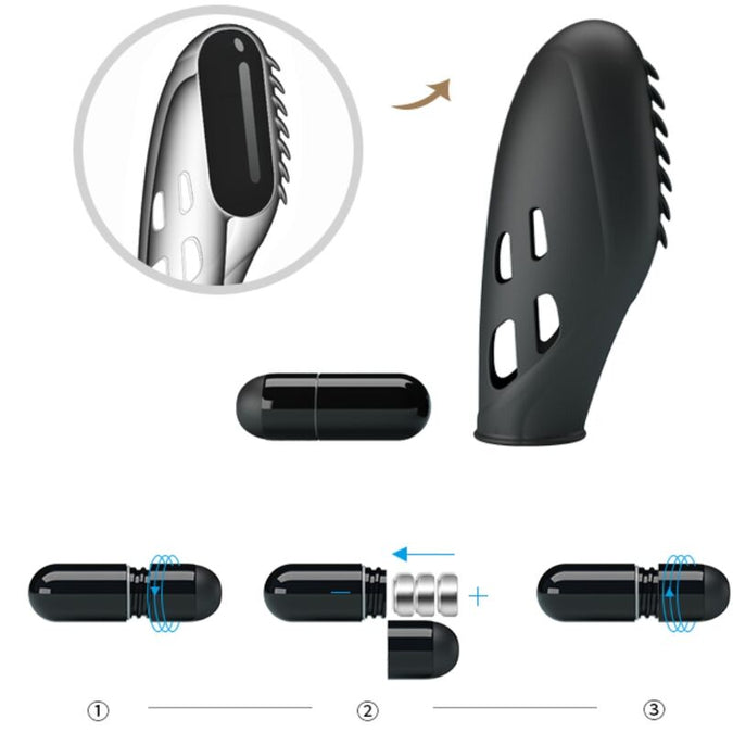PRETTY LOVE - GILO SILICONE FINGER VIBRATOR BLACK