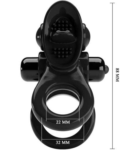 PRETTY LOVE - PASSIONATE RING DOUBLE VIBRATING RING + CLITORIS STIMULATOR BLACK PRETTY LOVE - PASSIONATE RING DOUBLE VIBRATING RING + CLITORIS STIMULATOR BLACK