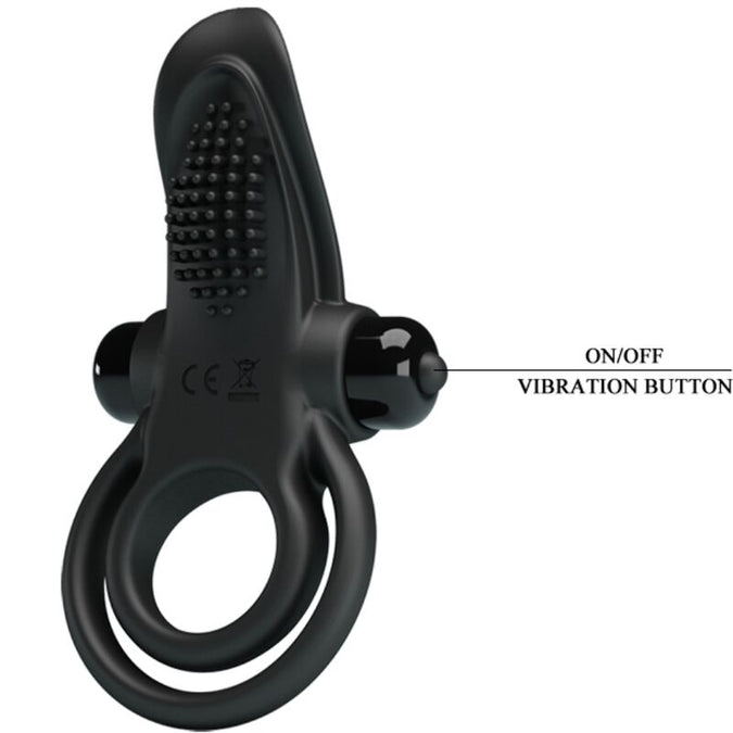 PRETTY LOVE - DUBBELE TRILLINGSRING + CLITORISSTIMULATOR 10 TRILLINGEN ZWART