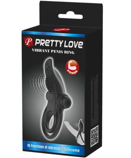 PRETTY LOVE - DOUBLE VIBRATING RING + CLITORIS STIMULATOR 10 VIBRATIONS BLACK PRETTY LOVE - DOUBLE VIBRATING RING + CLITORIS STIMULATOR 10 VIBRATIONS BLACK