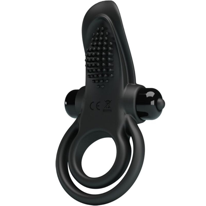 PRETTY LOVE - DUBBELE TRILLINGSRING + CLITORISSTIMULATOR 10 TRILLINGEN ZWART