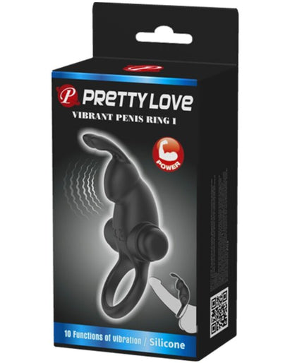 PRETTY LOVE - VIBRATING RING + RABBIT CLITORIS STIMULATOR 10 VIBRATIONS BLACK PRETTY LOVE - VIBRATING RING + RABBIT CLITORIS STIMULATOR 10 VIBRATIONS BLACK