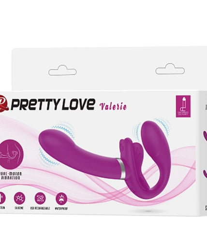 PRETTY LOVE - VALERIE DOUBLE STRAP-ON VIBRATOR 12 VIBRATIONS PURPLE PRETTY LOVE - VALERIE DOUBLE STRAP-ON VIBRATOR 12 VIBRATIONS PURPLE