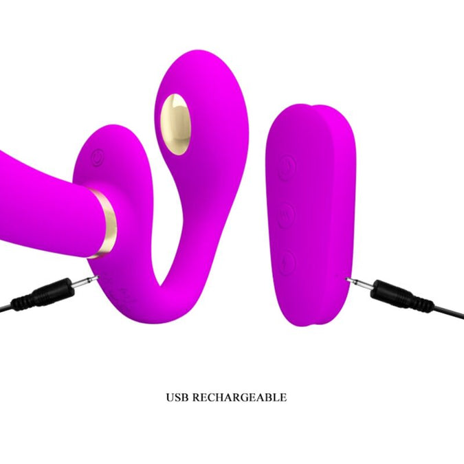 PRETTY LOVE - THUNDERBIRD DUBBELE STRAP-ON VIBRATOR AFSTANDSBEDIENING PAARS