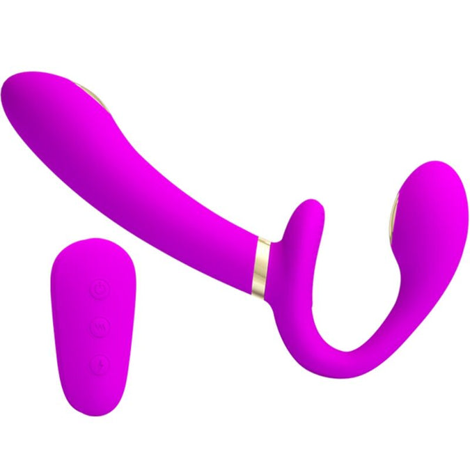 PRETTY LOVE - THUNDERBIRD DUBBELE STRAP-ON VIBRATOR AFSTANDSBEDIENING PAARS
