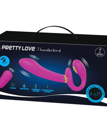 PRETTY LOVE - THUNDERBIRD DOUBLE STRAP-ON VIBRATOR REMOTE CONTROL PURPLE PRETTY LOVE - THUNDERBIRD DOUBLE STRAP-ON VIBRATOR REMOTE CONTROL PURPLE