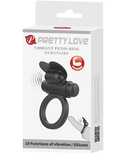 PRETTY LOVE - DEBONAIRE VIBRATING RING RABBIT 10 VIBRATIONS BLACK PRETTY LOVE - DEBONAIRE VIBRATING RING RABBIT 10 VIBRATIONS BLACK