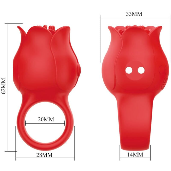 Pretty Love – Jae Rosenförmiger Finger-Vibrator 10 Vibrationen Rot