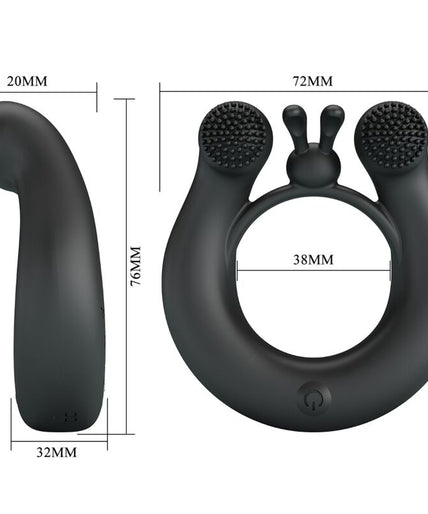 PRETTY LOVE - DAHLIA VIBRATING RING + CLITORIS STIMULATOR 12 VIBRATIONS BLACK PRETTY LOVE - DAHLIA VIBRATING RING + CLITORIS STIMULATOR 12 VIBRATIONS BLACK