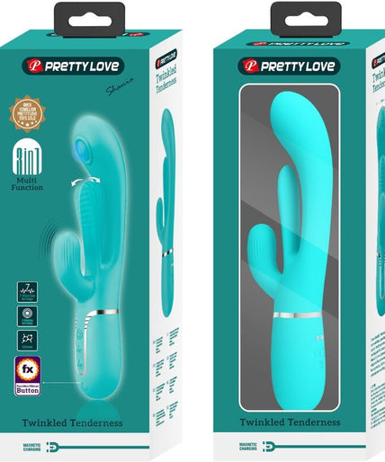 PRETTY LOVE - SHANIA TRIPLE RABBIT MULTIFUNCTION VIBRATOR 3 IN 1 BLUE PRETTY LOVE - SHANIA TRIPLE RABBIT MULTIFUNCTION VIBRATOR 3 IN 1 BLUE