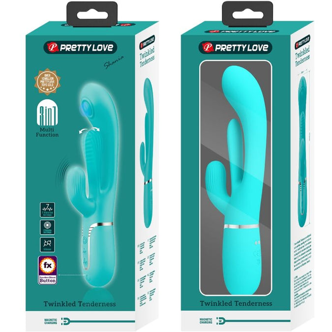PRETTY LOVE - SHANIA TRIPLE RABBIT MULTIFUNCTIONELE VIBRATOR 3 IN 1 BLAUW
