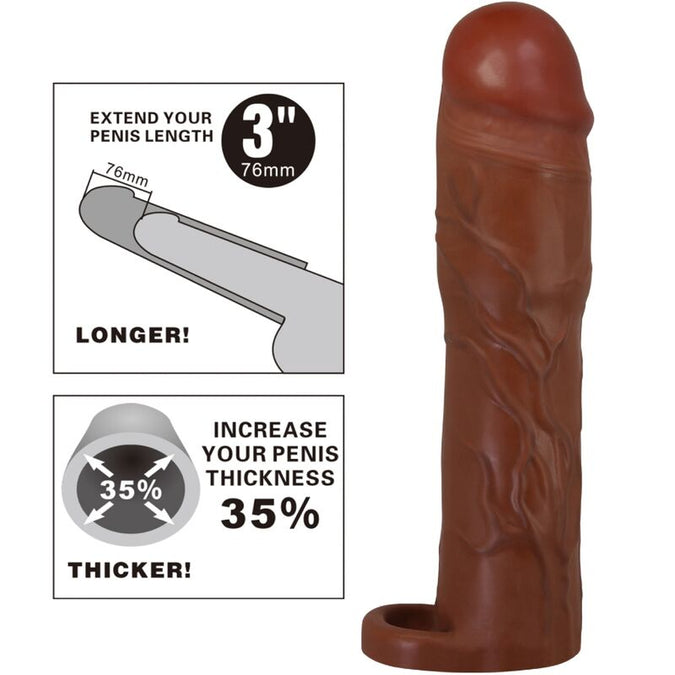 PRETTY LOVE - GERD PENIS SLEEVE WITH 7.6 CM EXTENSION MULATTO