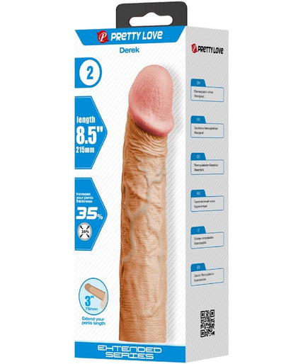PRETTY LOVE - DEREK PENIS SLEEVE WITH 7.6 CM EXTENSION FLESH PRETTY LOVE - DEREK PENIS SLEEVE WITH 7.6 CM EXTENSION FLESH