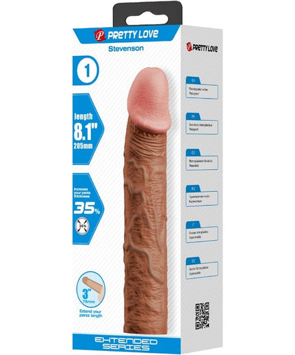 PRETTY LOVE - STEVENSON PENIS SLEEVE WITH 7.6 CM EXTENSION MULATTO PRETTY LOVE - STEVENSON PENIS SLEEVE WITH 7.6 CM EXTENSION MULATTO