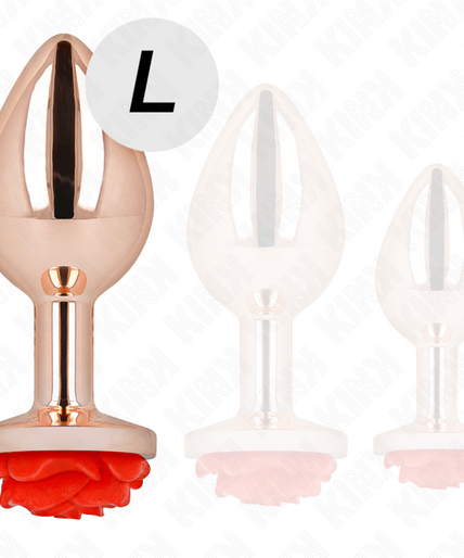 KINK - PINK GOLD ANAL PLUG WITH RED ROSE L KINK - PINK GOLD ANAL PLUG WITH RED ROSE L