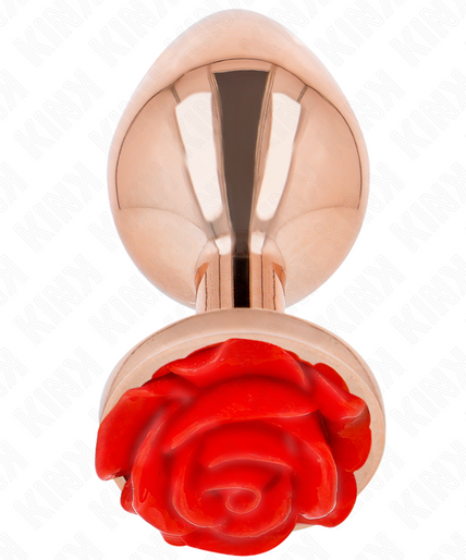 KINK - PINK GOLD ANAL PLUG WITH RED ROSE L KINK - PINK GOLD ANAL PLUG WITH RED ROSE L