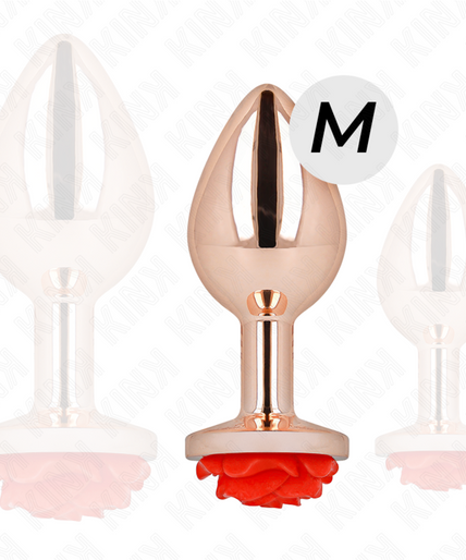 KINK - PINK GOLD ANAL PLUG WITH RED ROSE M KINK - PINK GOLD ANAL PLUG WITH RED ROSE M